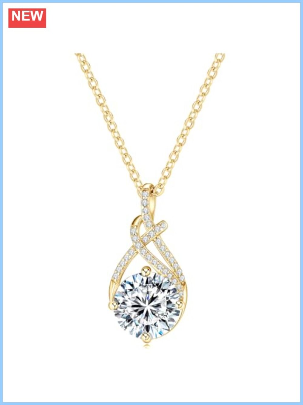 925 Sterling Silver Infinity Pendant Necklace 2ct Moissanite